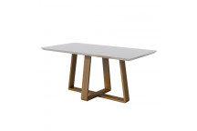 OFF WHITE/NATURE GLASS TOP DINING TABLE 1800X900MM