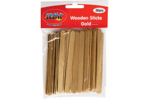 GOLD WOODEN CRAFT STICK GOLD 112MM 50PIECE