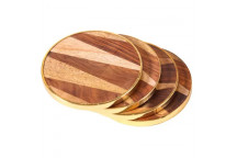 WOODEN INLAY COASTER 4PIECE