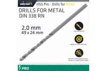 ALPEN PRO HSS 2MM DRILL DIN 338 RN 135 SPLIT POINT PLASTIC WALLET