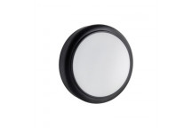 EUROLUX LARGE ROUND COOL WHITE BLACK PLASTIC LED BULKHEAD 230V 15W