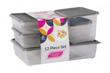 CONTOUR CHARCOAL PLASTIC CONTAINER SET 12 PIECE
