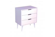 DIANA MELAMINE WHITE/CONEW 3 DRAWER CHEST 700X605X400MM