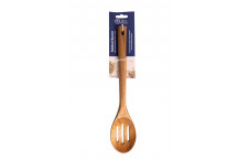 SPOON SLOTTED 19254   WOODEN SOLID 32.5X6.8CM