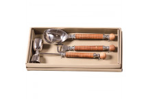 WOOD AND SILVER BAR SET