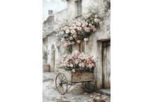 VINTAGE ROSE WAGON DECOUPAGE A4