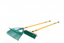 LASHER COMBINATION RAKE AND BROOM GARDEN TOOL