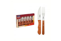 TRAMONTINA CUTLERY BRAAI SET 12PC WOOD BROWN