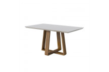 OFF WHITE/NATURE GLASS TOP DINING TABLE 1600X900MM