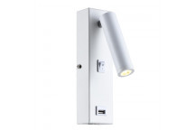 EUROLUX WALL LIGHT METAL WITH USB WHITE