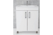 FREESTANDING WHITE DOUBLE DOOR WOOD BATHROOM CABINET 820X610X470MM
