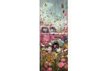 DECOUPAGE DOOR OLD PINK TRUCK