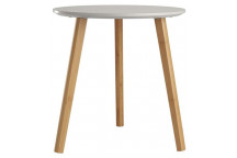 WHITE TABLE TOP WITH WOOD LEGS 40CM X 40CM