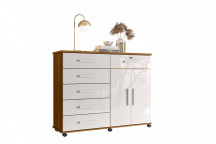 6 DRAWERS AND 2 DOOR PLATINA CHEST