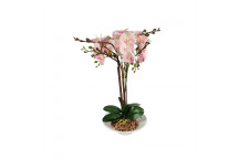 PINK AND YELLOW PHALAENOPSIS ARTIFICIAL FLOWER IN WHITE POT