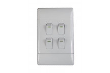 CBI WHITE 4LEVER 1WAY LIGHT SWITCH 50X100MM