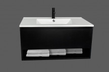 BLACK WALL HUNG CONGO CABINET WITH BASIN 900X460X440MM