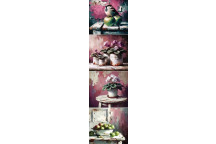 DECOUPAGE DARK PINK SPARROW 4PP 4XBLOCKS