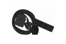 ELECTRICMATE USB+2XEURO+3M EXTENSION LEAD 10A COMBO KIT BLACK