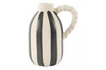 STRIPE BLACK AND BEIGE ROPE VASE 18CM