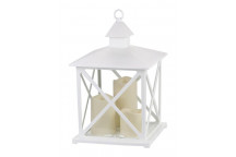 HOME QUIP BATTERY OPERATED WHITE 3LED CANDLE LANTERN