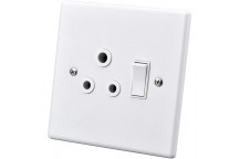 ELECTRICMATE WHITE SINGLE STEEL SOCKET AND SWITCH 100X100MM