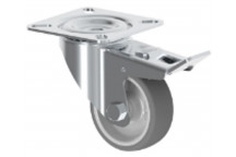CASTOR & LADDER CASTORS WHEELS TPR SWIVEL BRAKE BOLT HOLE 50MM.
