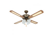 EUROLUX 52 INCH ANTIQUE BRASS CEILING FAN AND 4X LIGHTS