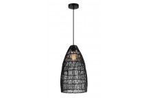 K LIGHT BLACK E27 RATTEN PENDANT LIGHT 28CM