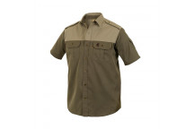 BOERBOEL MEN KALAHARI OLIVE AND PUTTY SHORT SLEEVE SHIRT SIZE L