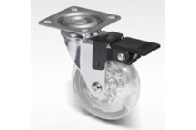CHROME PLATED TRANSPARENT FURNITURE CASTOR WITH BRAKE 75MM