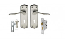 BOLTFIX RIMINI KEY LOCKSET SATIN NICKEL/BLACK 6INCH SAMSON.