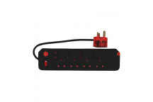 ELECTRICMATE BLACK 8WAY HIGH SURGE PROTECT MULTIPLUG