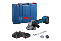 BOSCH CORDLESS GRINDER KIT WITH CHARGER AND 125MM CASE 18V 2X4.0AH