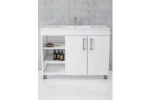 FREESTANDING WHITE DOUBLE DOOR WOOD BATHROOM CABINET 850X900X470MM