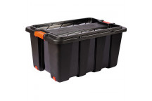 BLACK STORAGE BOX WITH WHEELS 150L 590X440X890MM