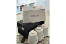 OPULENCE WHITE BREAD BIN PLUS 3 CANNISTER SET 4PIECE