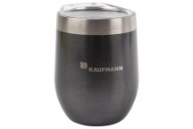 KAUFMANN GREY DOUBLE WALL WINE TUMBLER WITH LID 350ML