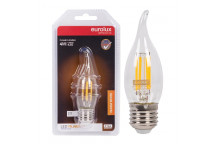 EUROLUX WARM WHITE CANDLE FLAME FILAMENT LED BULB E27 4W 240V