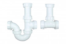 BRESCIA SINK PVC TRAP DOUBLE BOWL WHITE 40X40X300MM