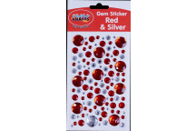 STICKER GEMS CRAFT RED AND SILVER
