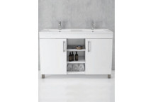 FREESTANDING WHITE DOUBLE DOOR WOOD BATHROOM CABINET 850X1200X470MM