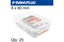 HAMMER IN FIXING COUNTERSUNK HEAD 8X60MM 25PIECE TUB