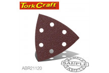 VELCRO TRIANGLE SANDING SHEET WITH HOLES 120 GRIT 94MM 5 PER PACK