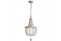 BRIGHTSTAR WHITE BEADS METAL AND WOOD CHANDELIER