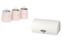 WAVES CREAM BREAD BIN PLUS 3 CANNISTER SET 4PIECE