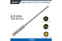 ALPEN FORCE X 6.0 X 160/100 SDS-PLUS DRILL BIT X4 CUTTING EDGES