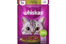 WHISKAS SINGLE CAT FOOD LAMB IN JELLY 85G