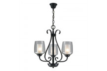 EUROLUX 3XE27 BLACK GLASS CUP CHANDELIER