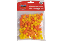 RED AND ORANGE POM POMS CRAFT 10MM 120PIECE